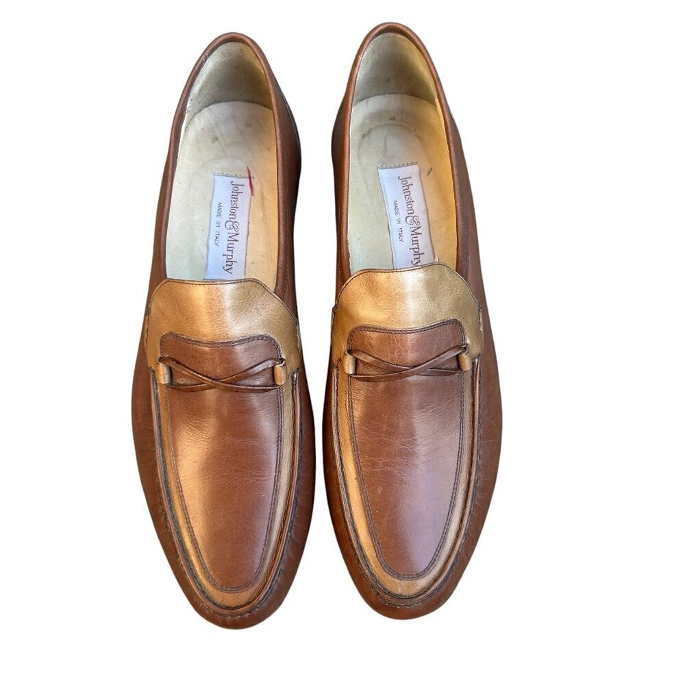 Johnston & Murphy Italian Made Two Tone Brown Dress Shoes Oxfords Size 8.5 M